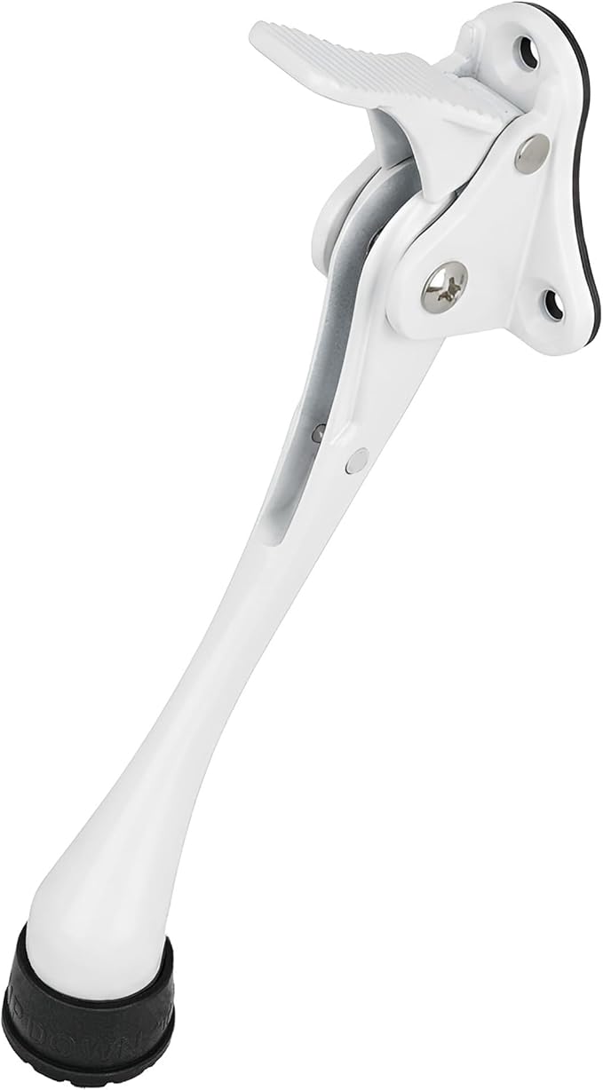 One Touch Kickdown Door Stopper, Door Holder, Heavy Duty Door Stops, Bottom of Door, Height-Adjustable Rubber Tips by HASHI (White, 6 inch x 1pack)