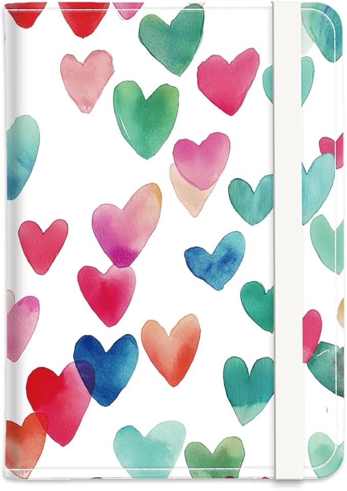 PU Leather Passport Holder Cover 5.9×4.3 Inch with Credit Card Slot and Boarding Pass Slot Combo Blocking Passport Holder Wallet Cover Case for Travel Boarding Essentials (Heart)