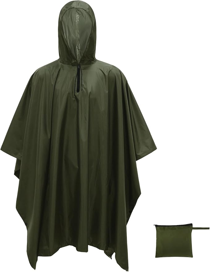 LOOGU Camo Rain Poncho with Hood Waterproof Lightweight Raincoat Rain Gear Men Women Outdoor Camping Hunting Hiking Fishing