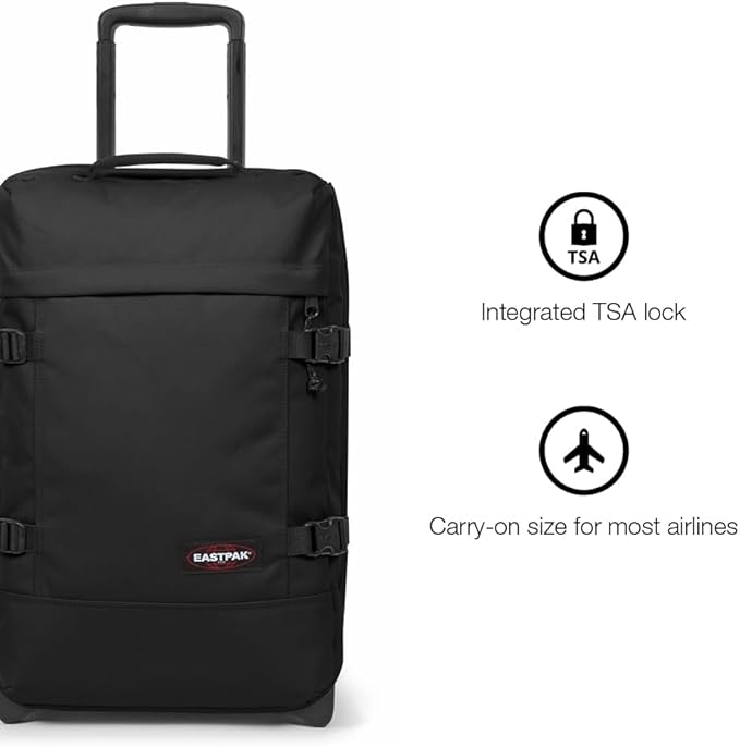 Eastpak Tranverz S – 42L Large Wheeled Luggage with Dual Compartments, TSA Lock, Compression Straps & Smooth-Wheeling System, Black Denim