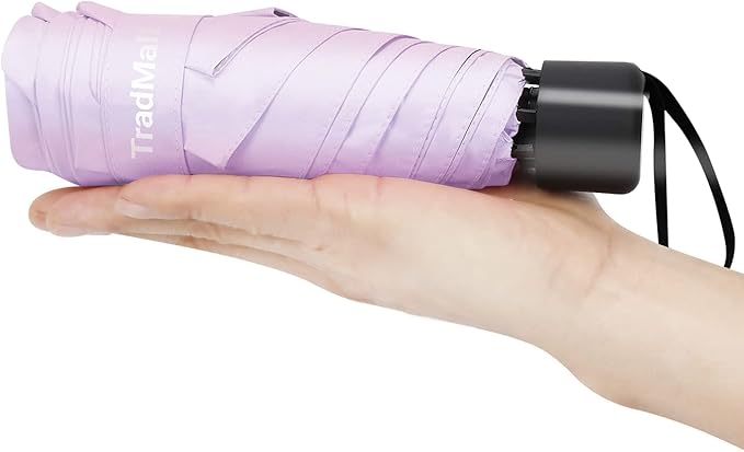TradMall Mini Travel Umbrella, Portable Lightweight Compact Parasol with 95% UV Protection for Sun & Rain