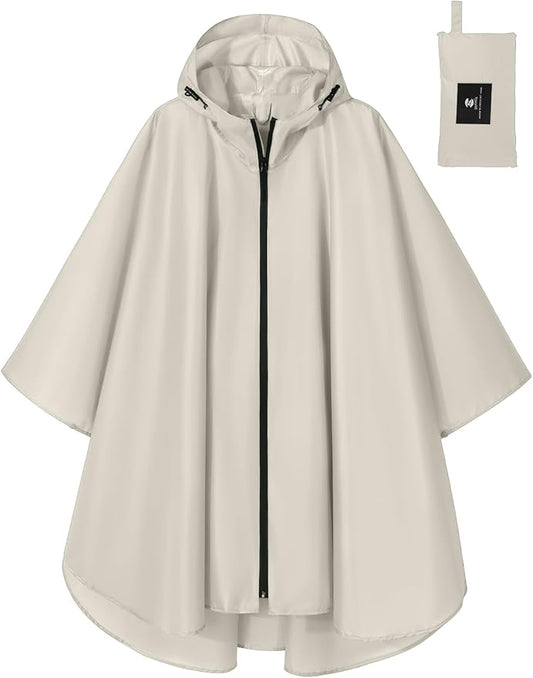 SaphiRose Lightweight Waterproof Rain Poncho for Adults with Hood Portable Rainwear for Outdoor