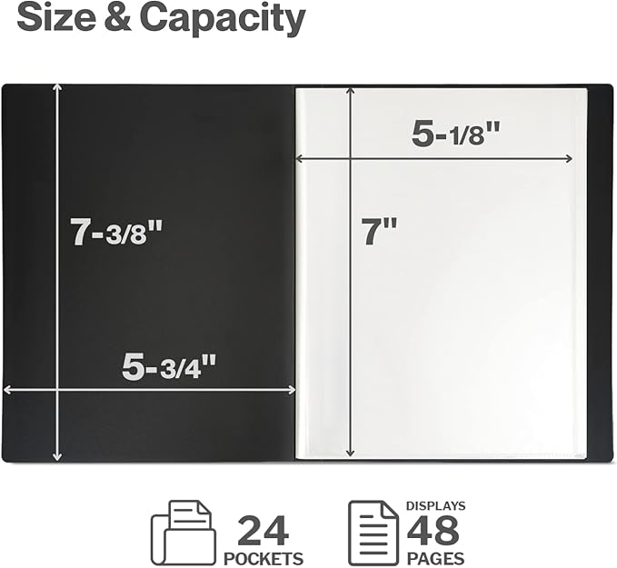 CRANBURY Small Photo Album 5x7 (Blue), 2-Pack Plastic Photo Book, 24 Pockets Show 48 Pictures, Mini Picture Binder with Customizable Album Cover, 5 x 7 Clear Sleeves