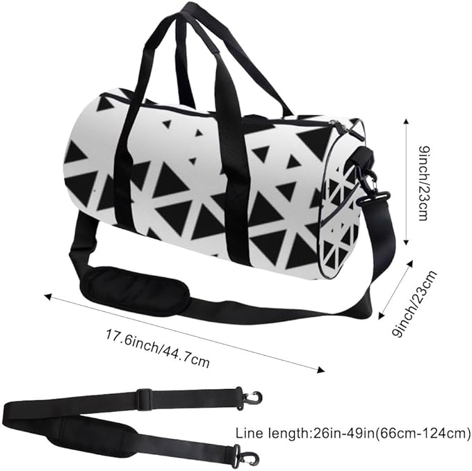 Black Triangle Illustration Packable Sports Bag For Men Women Oxford Tote Bags Adjustable Shoulder Strap, Convertible Carry Backpack Gym Bag Cute For Boxing Training Gym Accessories Women