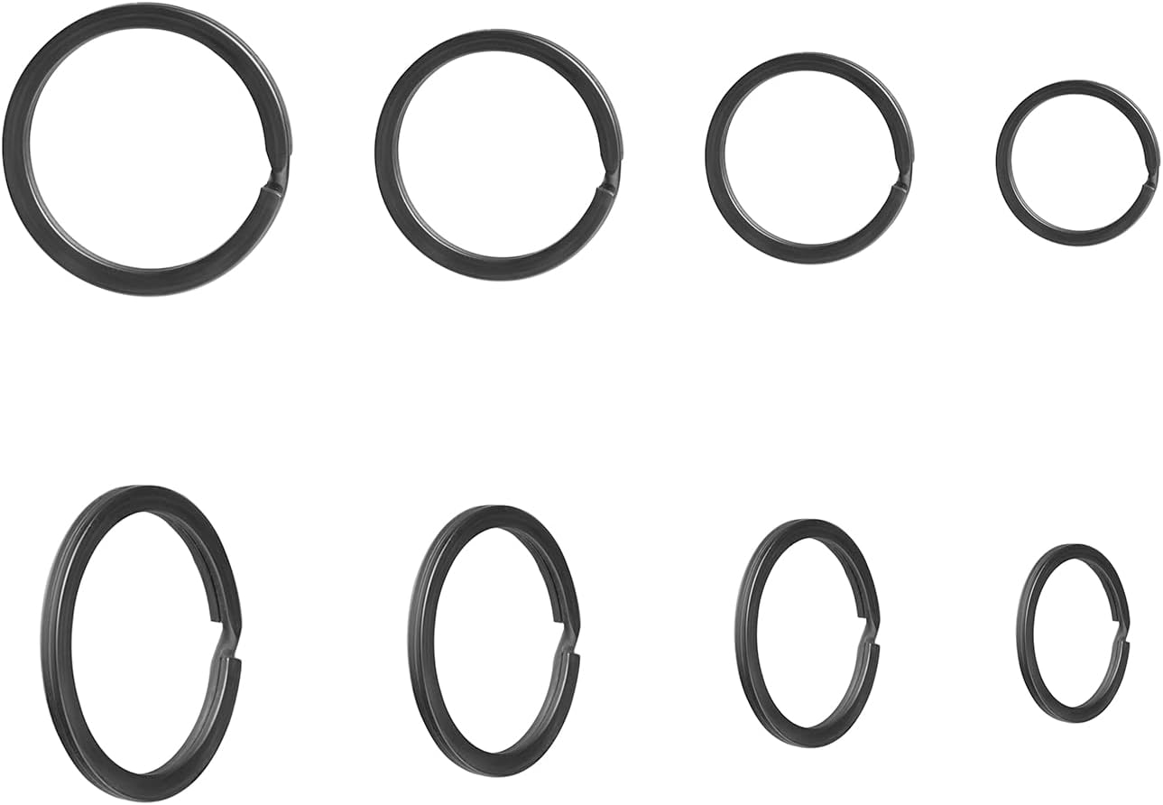 40 Pack Key Ring Keychain Mix 4 Sizes Black Metal Flat Split Key Chains Rings for Home Car Dog Tag Office Lanyards Keys Attachment