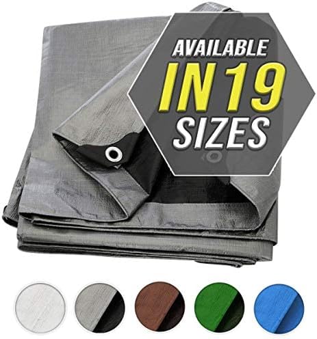 Tarp Cover 6X8 Silver/Black 2-Pack Extremely Heavy Duty 20 Mil Thick Material, Waterproof, Great for Tarpaulin Canopy Tent, Boat, RV Or Pool Cover!!! (6X8)