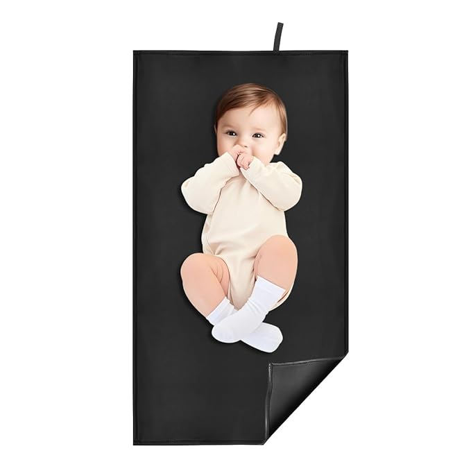 Wipeable Changing Pad for Baby, Black Diaper Changing Mat for Baby Travel or Home, Foldable Mat Fits Perfectly in Diaper Bag (67-18)