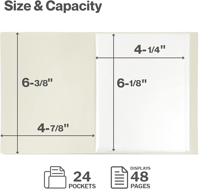 CRANBURY Small Photo Binder 4x6 (Black), 2-Pack 4 x 6 Photo Book, 24 Pockets Shows 48 Pictures, Mini Plastic Picture Album Presentation Binder with Customizable Cover