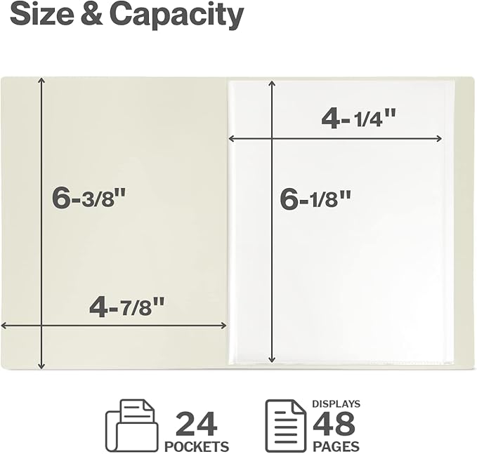 CRANBURY Small Photo Album 4x6 (Black), 6-Pack 4 x 6 Photo Book, 24 Pockets Shows 48 Pictures, Mini Plastic Picture Album Binders with Customizable Cover