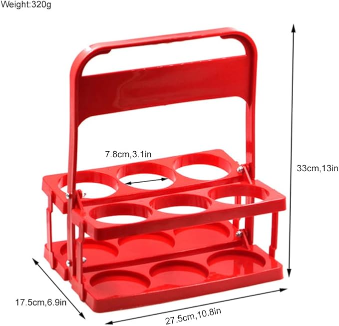 Portable Plastic Drink Carrier,Reusable Red Beer Bottle Coffee Cup Holder,Tea Bottle Drink Caddy for Delivery,6 Holes Cup Holders with Handle for Catering Restaurant Travel Car