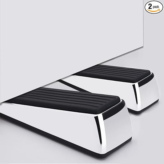 Metal Door Stop, Premium Rubber Heavy Door Stopper, Wedge Stopper, 4Pack, Suitable for Door Clearance of 0.4IN-1.18IN (11mm-30mm)
