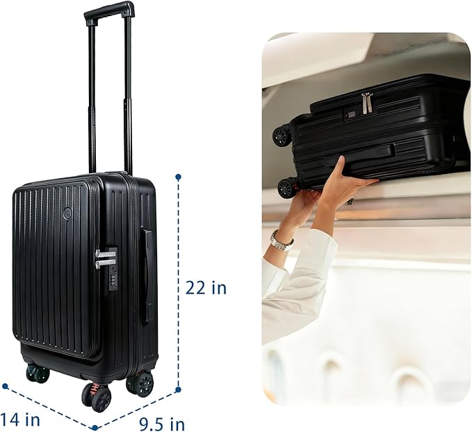 Carry on Suitcases with Wheels, 20 inch Carry on Luggage 22x14x9 Airline Approved, Hard Shell Top-open Design Luggage with Spinner wheels, Expandable Suitcase with YKK zipper and 3-Year Warranty.