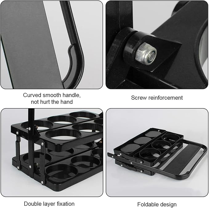 Portable Drink Carrier,Reusable Beer Bottle Coffee Cup Holder,Beer Bottle Drink Caddy for Delivery,6 Holes Cup Holders with Handle for Catering Restaurant Travel Car,Black