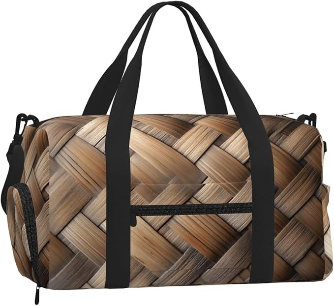 Bamboo Weave Women'S Gym Duffle Bag With Shoes Compartment, Ideal For Travel, Gym, Sports, Duffel, Weekender