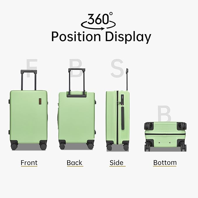 Carry on Luggage 22x14x9 Airline Approved, 20 Inch Carry-on Suitcase, Hard Shell Luggage with Spinner Wheels, Hardside Small Rolling Suitcase with TSA Lock for Travel (Green, 20 Inch)