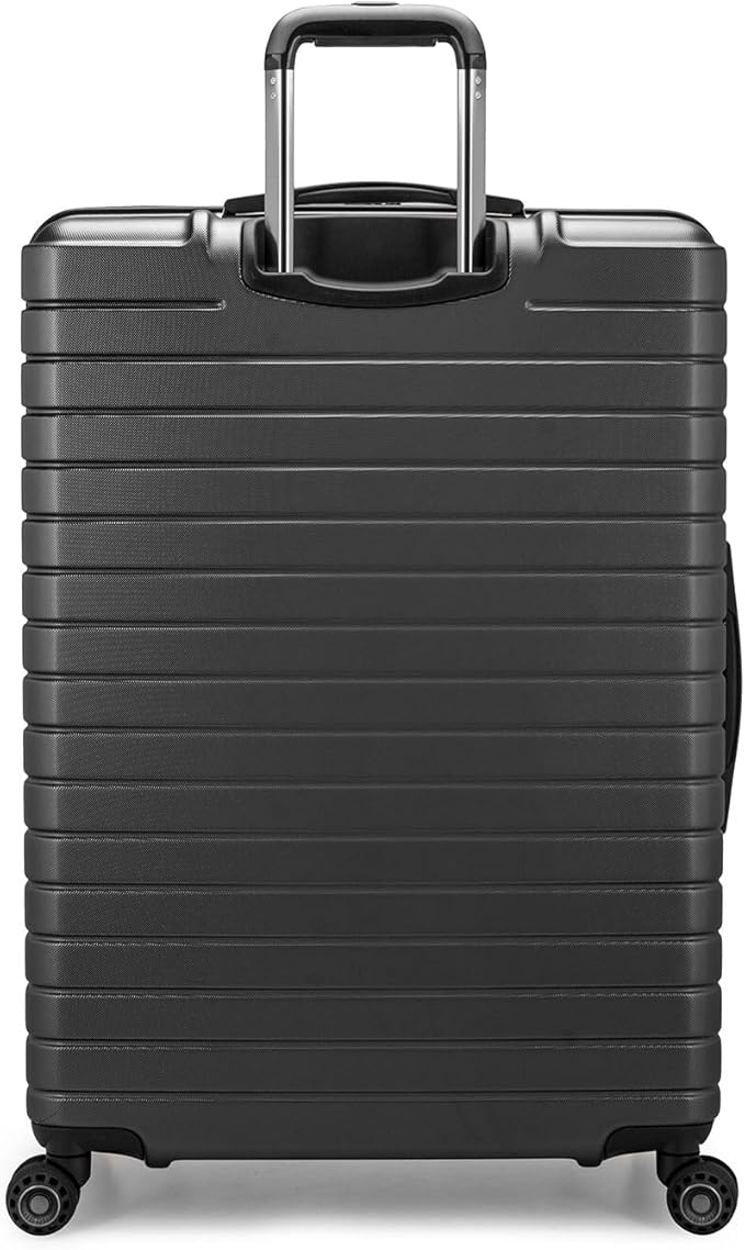 Traveler's Choice Archer Polycarbonate Hardside Spinner Luggage Set, Tie Down Straps, Grey, Checked 29-Inch