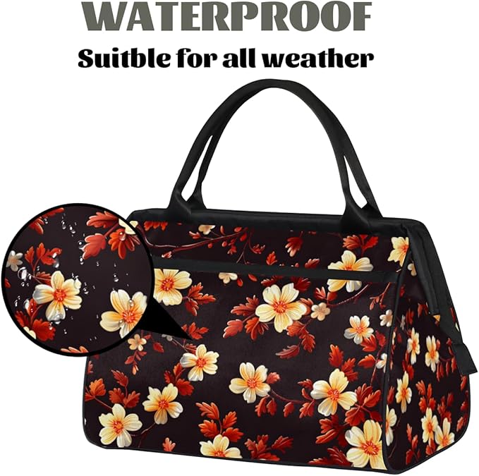 Plants Spring Floral Overnight Weekender Bag for Women Men Travel Duffel Bags Waterproof Luggage Carry on Sports Yoga Gym Bag