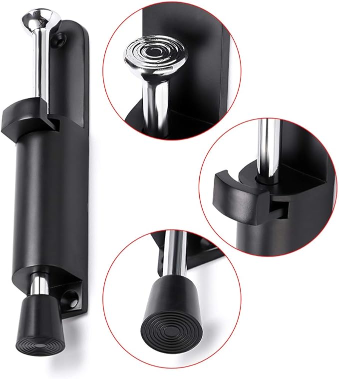 Sumnacon Kickdown Door Stop - Stainless Steel Easy Step Door Stopper, Spring Loaded Telescopic Step On/Off Door Stopper Rubber, Adjustable Heavy Duty Door Locks Holder Stop/Release by Foot, Black