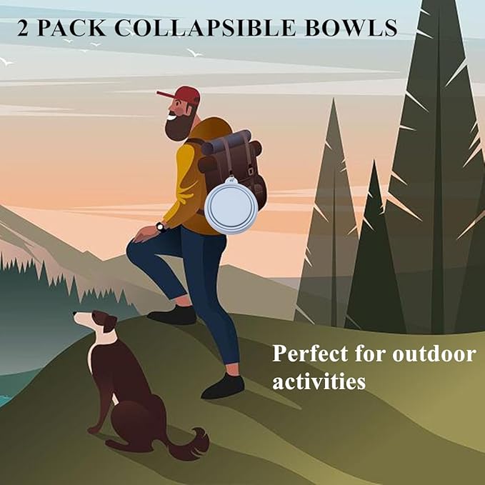 Dog Bowls Pet Collapsible Bowl, 2 Pack,Small,Medium, Large
