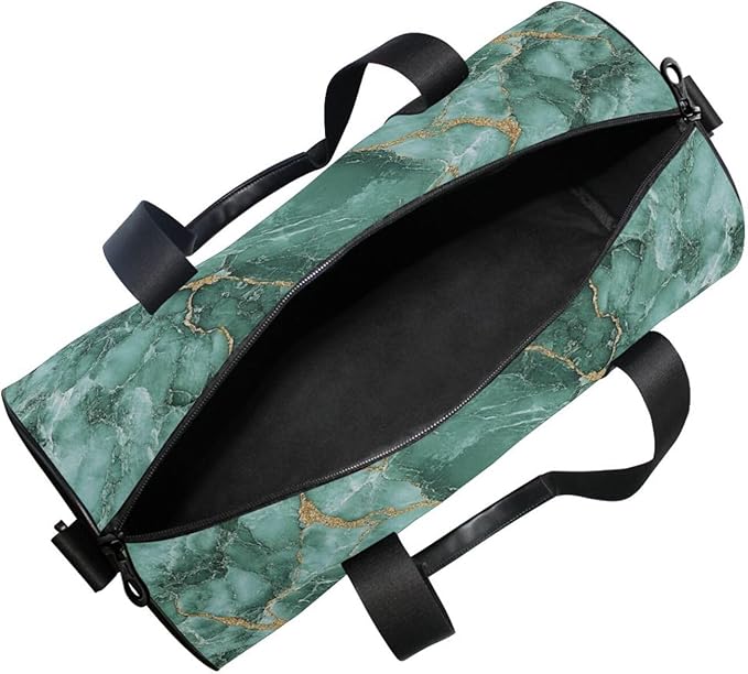 Green Gold Irregular Marble Texture Large Capacity Travel Bag Gym Workout Bag
