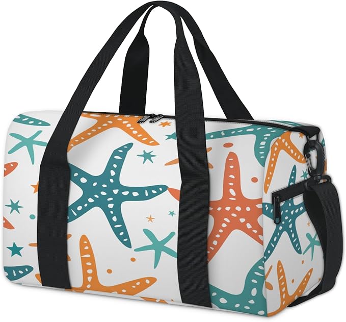 Cute Starfish Travel Duffle Bag for Women Men, Overnight Weekender Bag, Carry on Tote for Sport Gym