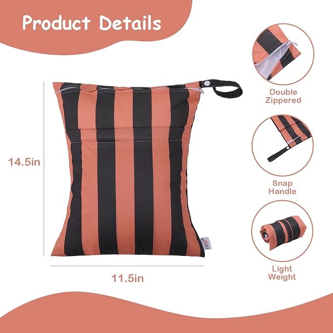 ALVABABY 2pcs Superior Waterproof Wet Dry Bags,Reusable with Two Zippered Pockets, baby cloth diaper wet bags,Travel,Beach,Pool,Daycare,Soiled Baby Items,Yoga Gym Bag,wet bag for swimsuit LW2930