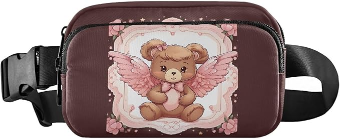 Valentine Angel Teddy Bear Fanny Pack for Women Men Water Resistant Fashion Waist Packs with Adjustable Strap Belt Bag for Travel Workout Jogging Hiking 21218049