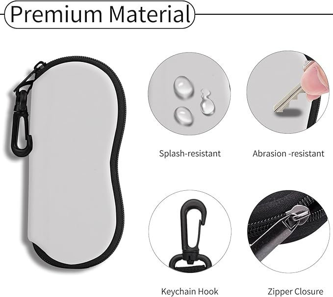 Hion Sunglasses Soft Case Ultra Light Neoprene Zipper Eyeglass Case With Belt Clip