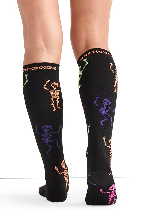 Cherokee Women's 10-15mmHg Compression Socks – Fun Print Knee Highs with Light Support, Soft Feel - PRINTSUPPORT