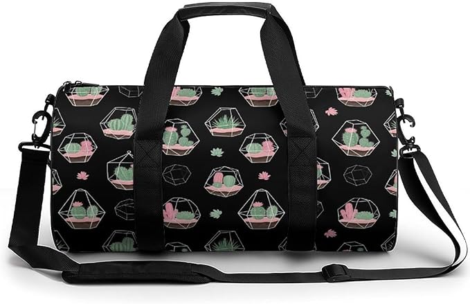 Travel Sports Lightweight Carry On Bag Cactus Black Weekender Overnight Bag Dance Sports Gymnastics Bags for Men Women