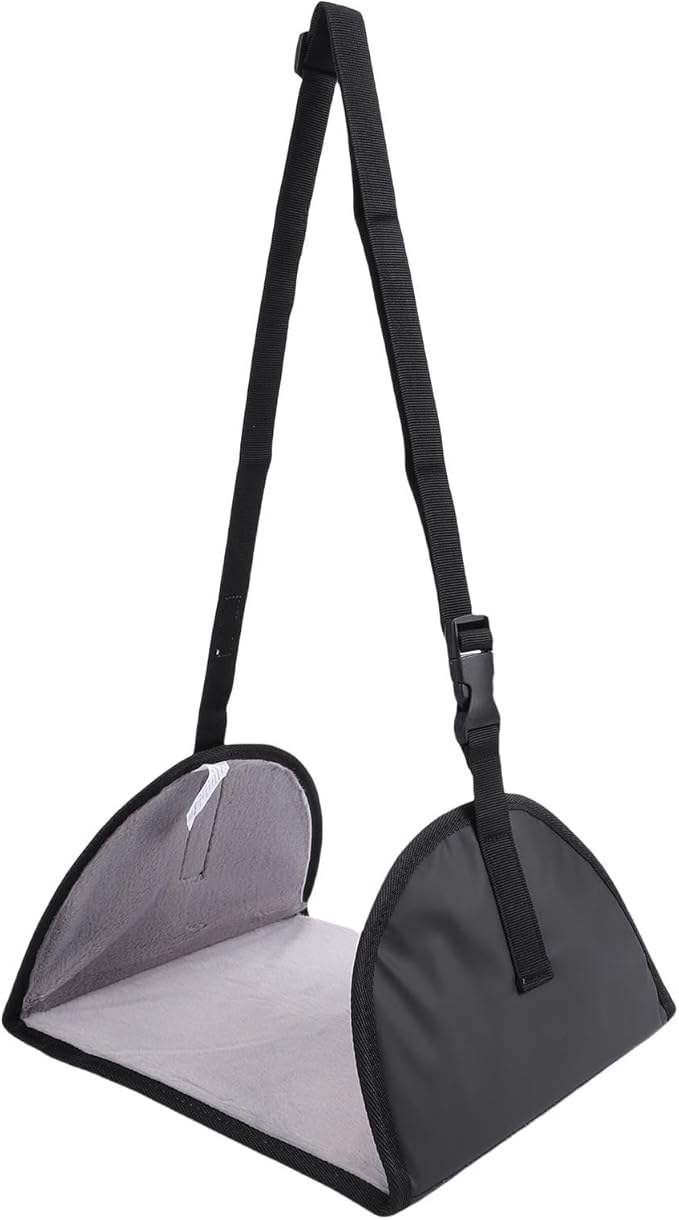 Keenso Airplane Foot Hammock, Nylon Adjustable Strap, Portable Desk Foot Rest, Relax Your Feet During Travel or Work (Black)