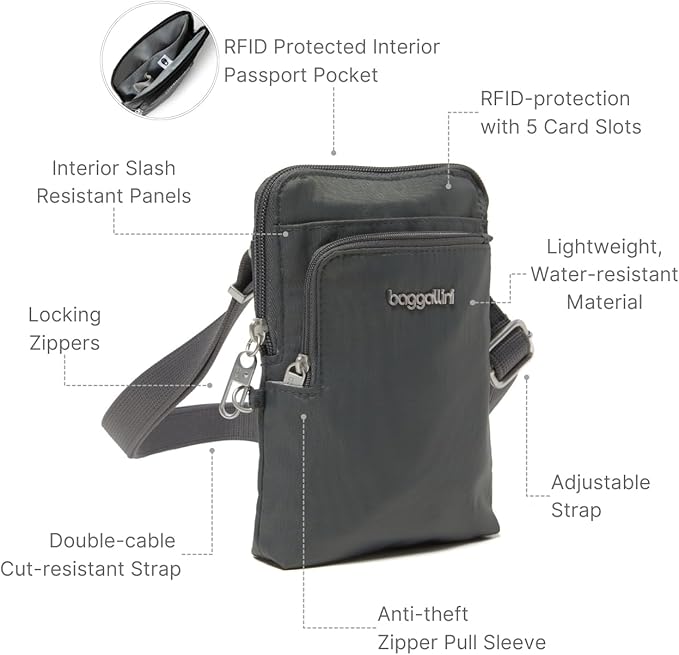 Baggallini Women's Securtex Anti-theft Activity Crossbody Bag