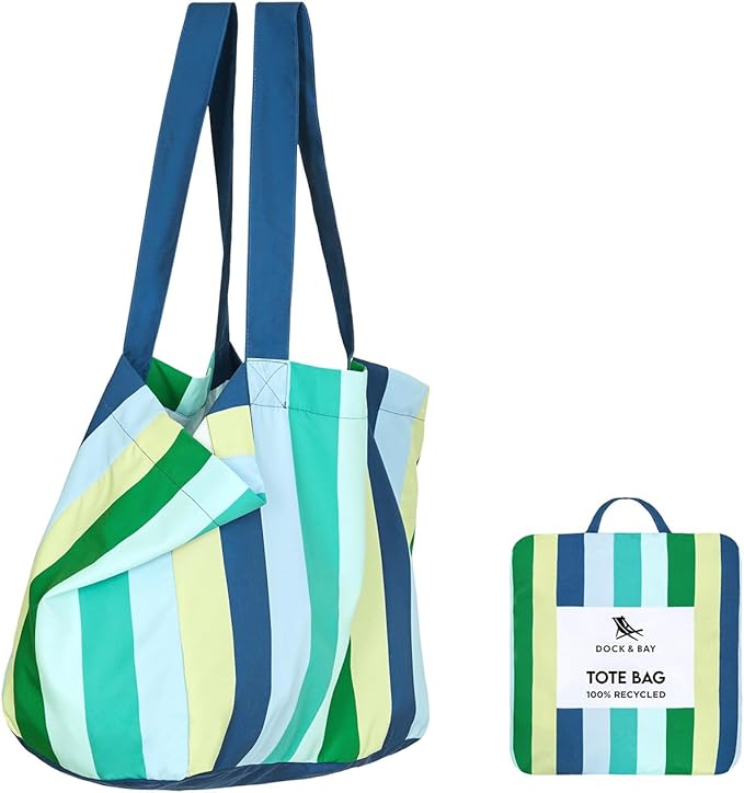 Dock & Bay Everyday Beach Tote Bag - Reusable Carrier Bag for Daily Use - Carries Up to 10kg - 100% Recycled Materials