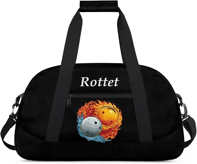 Personalized Sports Duffel Bags, Custom Kids Football Duffle Bag for Boys with Your Name, Lightweight Overnight Weekender Bag for School Gymnastics Travel,Red White Flame Soccer Ball