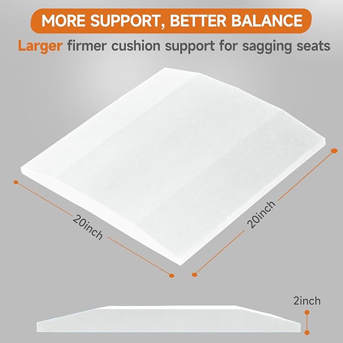 20"x20"Couch Cushion Support for Sagging Seat, Trapezoid 40D Density Foam Couch,Sofa Cushion Support Replacement for Furniture Sagging, White (3PCS)