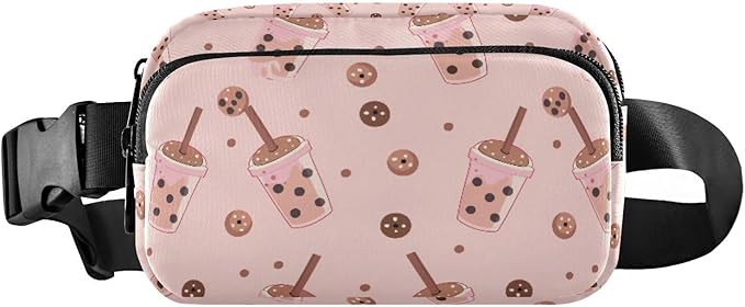 Kawaii Bubble Tea Chocolate Cookie Fanny Pack for Women Men Water Resistant Fashion Waist Packs with Adjustable Strap Belt Bag for Travel Workout Jogging Hiking 21219293