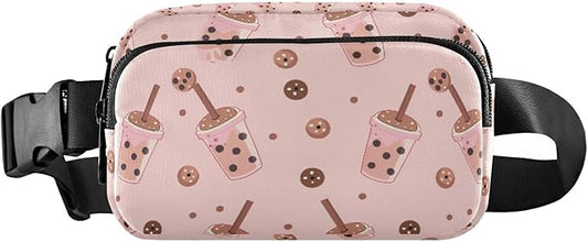 Kawaii Bubble Tea Chocolate Cookie Fanny Pack for Women Men Water Resistant Fashion Waist Packs with Adjustable Strap Belt Bag for Travel Workout Jogging Hiking 21219293