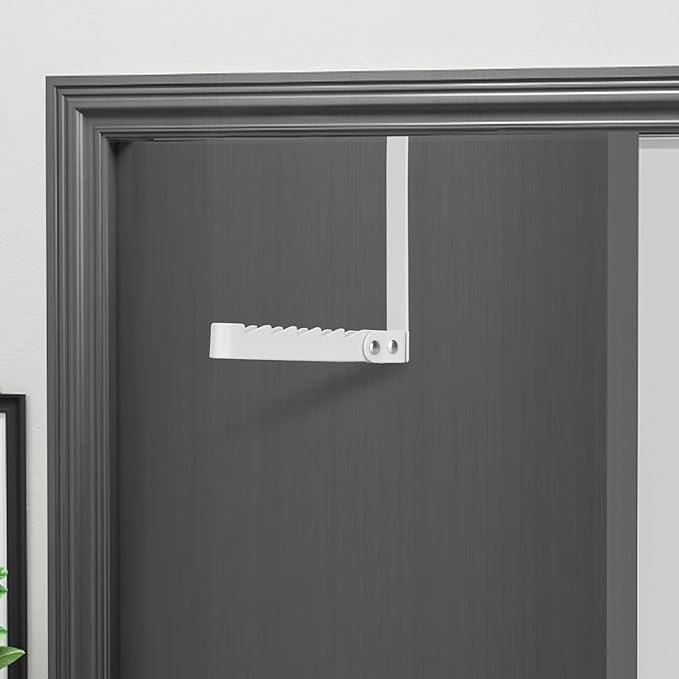 FYY Over The Door Hooks Hanger, 1 Pack Collapsible Folding Over The Door Organizer Rack Space Saving Hanging Storage Hanger for Clothes, Coats, Towels for Bedroom Bathroom White-1PCS 6.02 inch