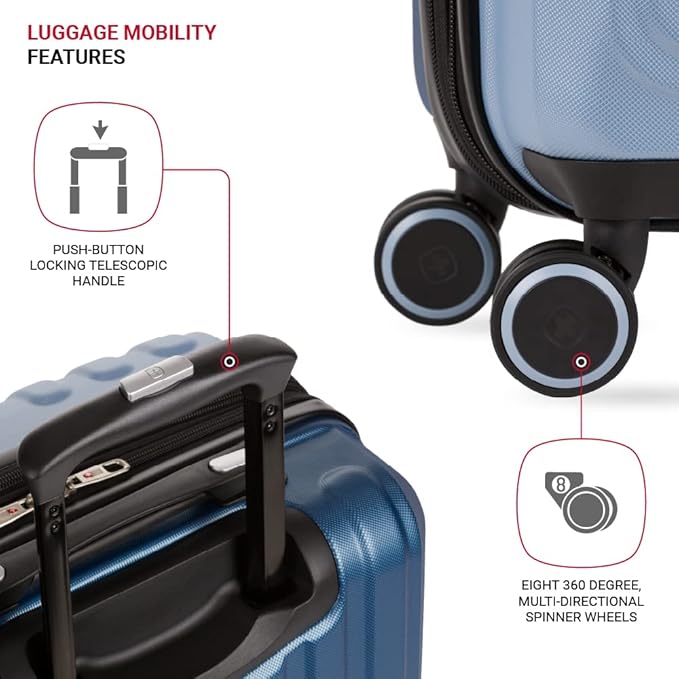 SwissGear Duet Expandable Luggage Set, 3-Piece Hardside Luggage Set with Spinner Wheels