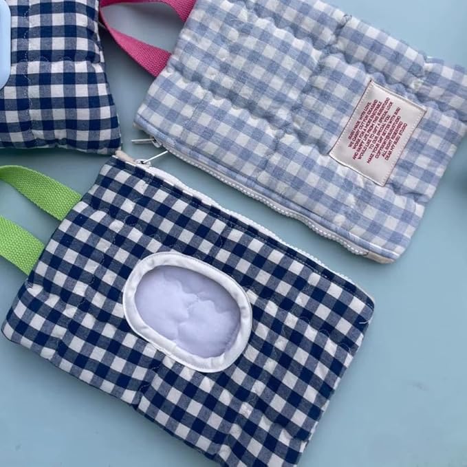 Quilted Baby Wipe Holder Quilted Wipe Pouch Portable Hanging Floral Wet Wipes Bag for Car, Stroller