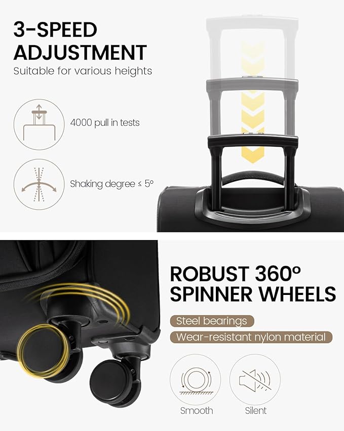 LOVEVOOK Medium Checked Luggage, 24 Inch Softside Suitcases with Spinner Wheels, Lightweight Suitcase with TSA Lock for Women Men, Large Luggage for Travel Business Trip