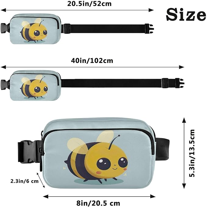 Kawaii Bee Fanny Pack for Women Men Water Resistant Fashion Waist Packs with Adjustable Strap Belt Bag for Travel Workout Jogging Hiking 21219273