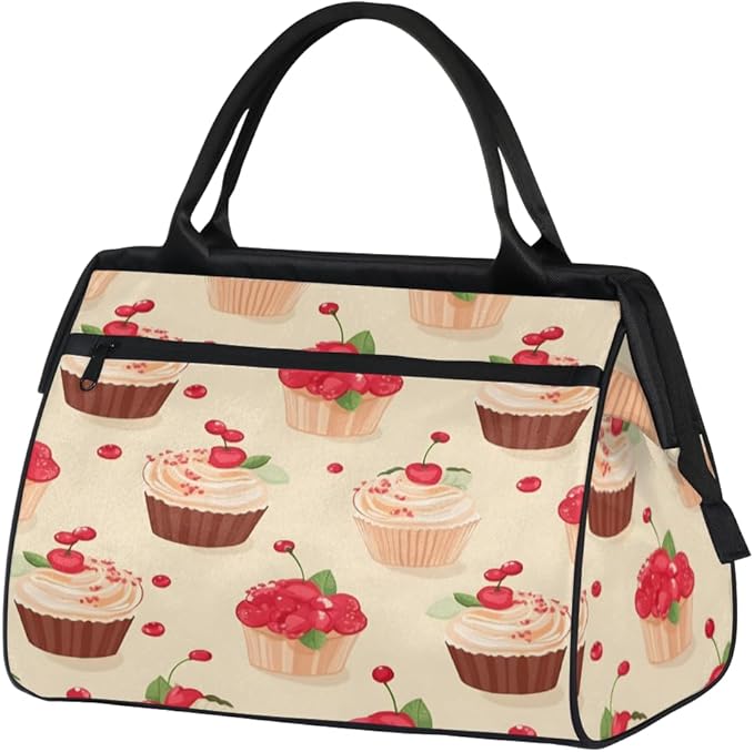 Cake Cherry Overnight Weekender Bag for Women Men Travel Duffel Bags Waterproof Luggage Carry on Sports Yoga Gym Bag