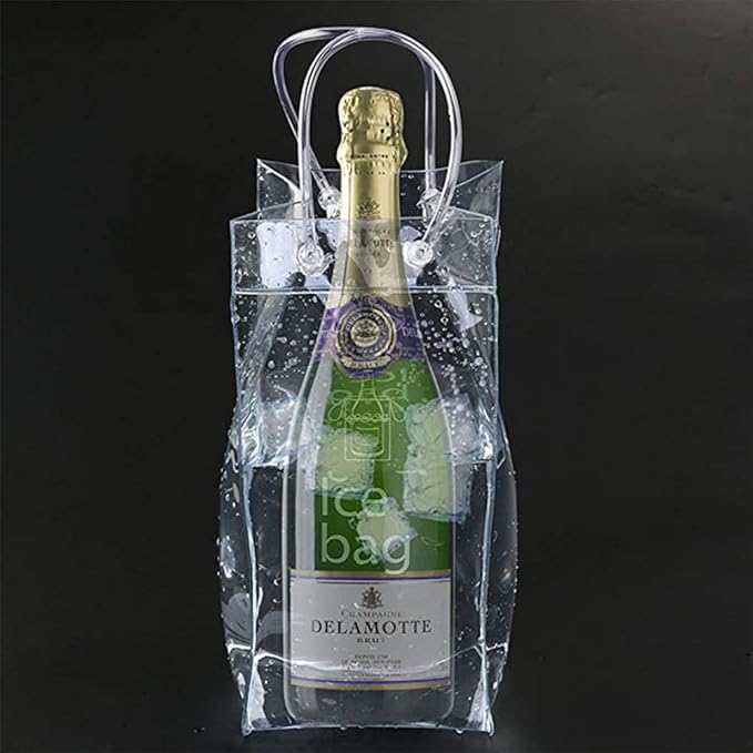 Ice Wine Bag Portable Collapsible Clear Wine Pouch Cooler with Handle for Party,Outdoor,Champagne,Cold Beer,White Wine,Chilled Beverages,Iced Drinks 3 Pack (3)