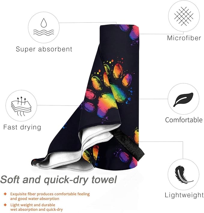 Paw Colorful Sand Free Beach Towel – 31.5"X63" Quick Dry Microfiber Beach Towels for Travel, Swimming, Pool, and Camping, Absorbent and Compact Beach Essential for Women, and Men