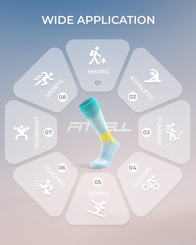 FITRELL 4 Pairs Compression Socks for Women & Men, 15-20mmHg Circulation Support for Athletic Travel Daily Wear