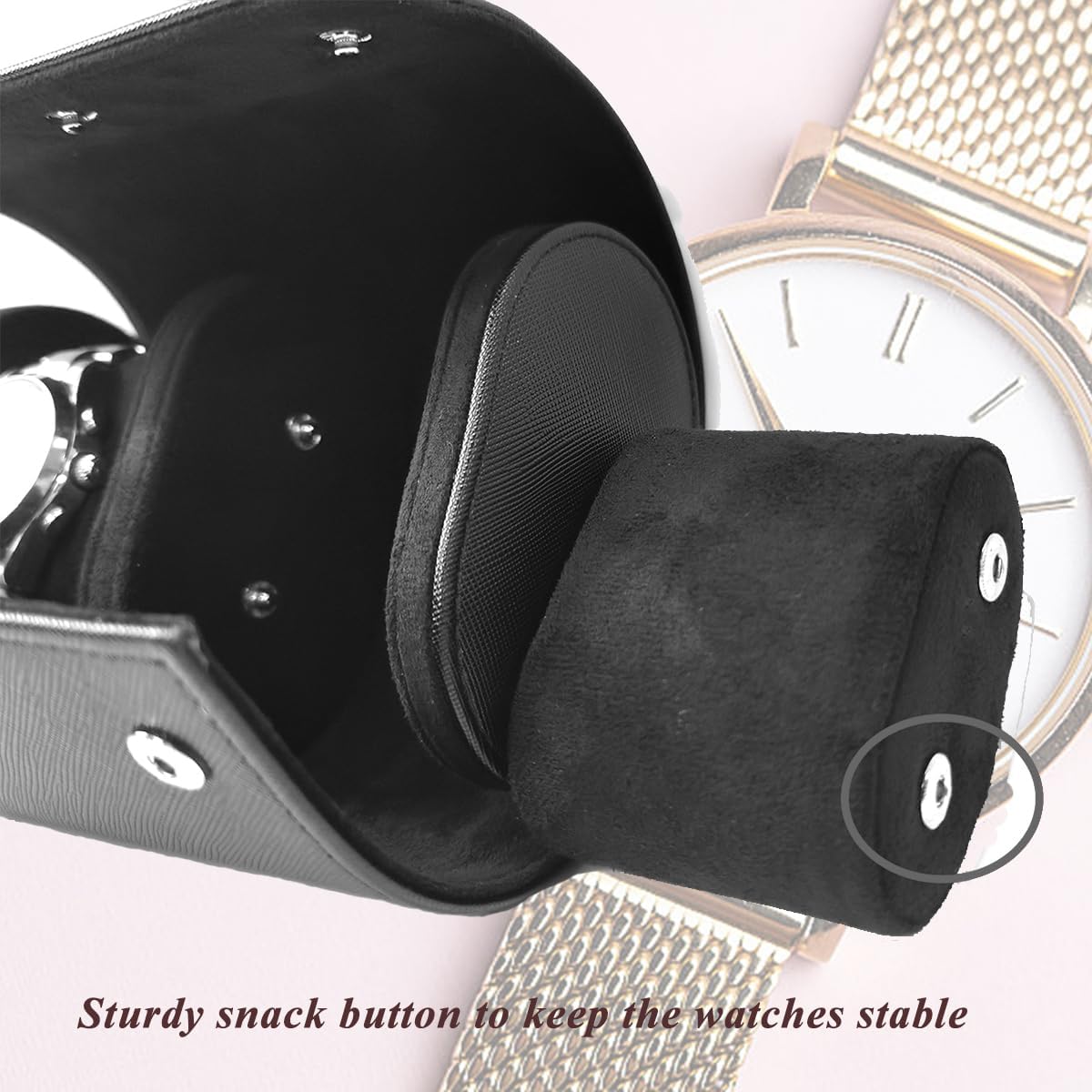 Watch Travel Case, Luxury Leather Watch Roll 2 Slot Organizer Box, Jewelry Storage Case Gifts for Man and Woman Christmas Anniversary Birthday (Black-2slot)