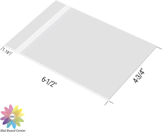 Mat Board Center 100 Pack 4 3/4" x 6 1/2" Clear Resealable Plastic Sleeves, Self Sealing Polypropylene Bags Fits 4x6 Prints, Photos, A1 Cards
