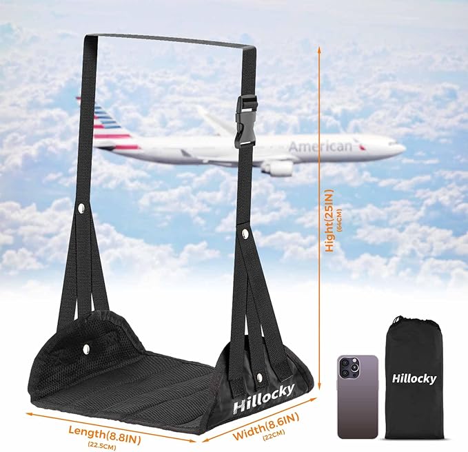 (2 Pack) Foot Hammock for Airplane Travel, Perfect Airplane Travel Essential for Long Trips, Suitable for Adult & Kids