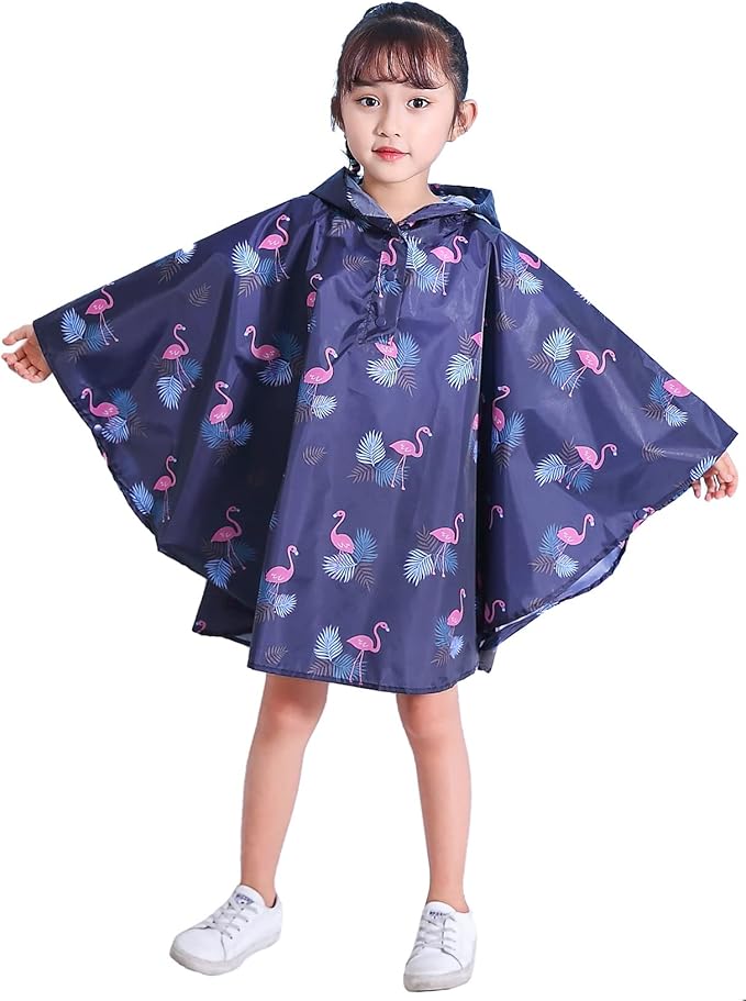 Spmor Kids Rain Poncho Hooded Jacket Rain Coat